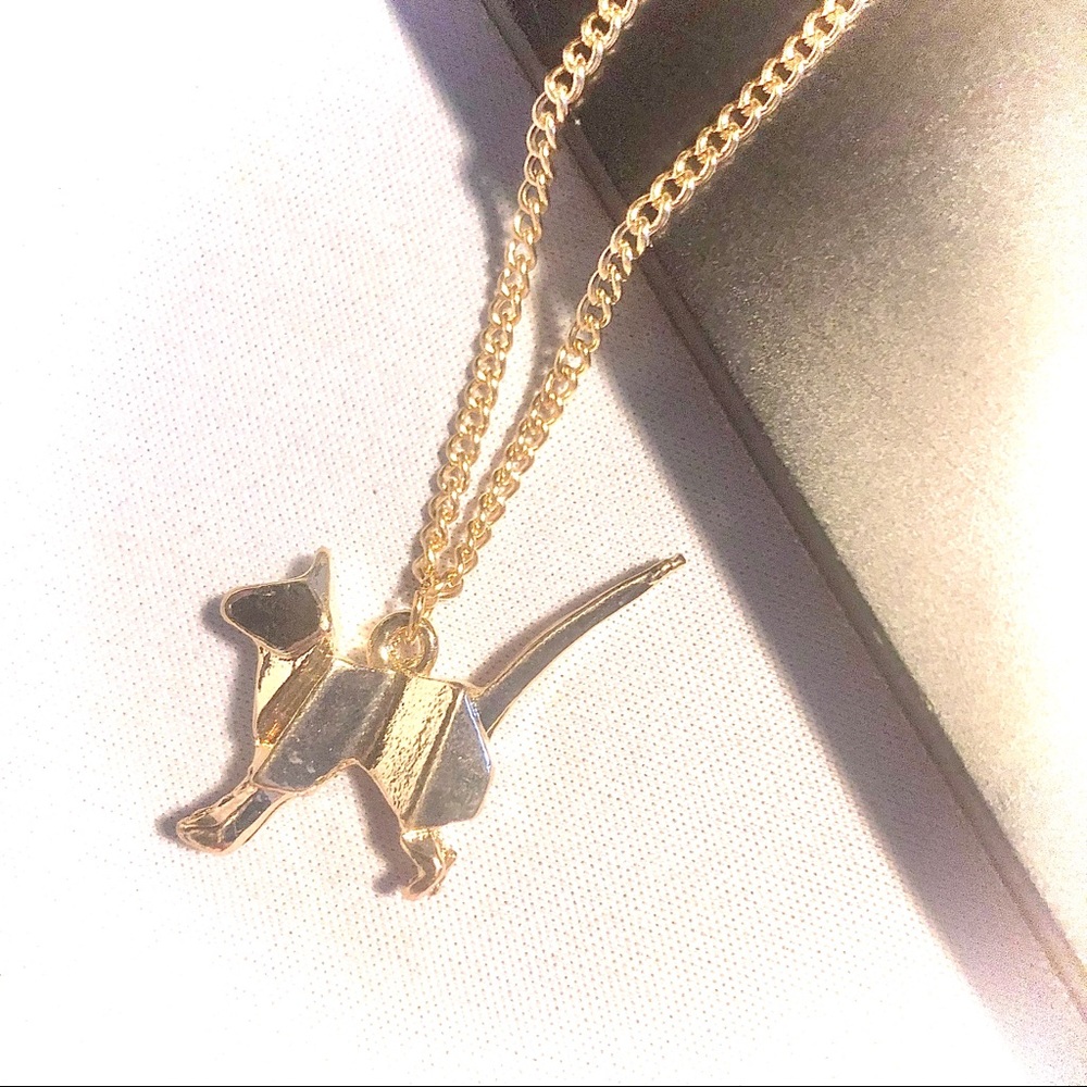 NEW Trendy Origami Cat Long Necklace